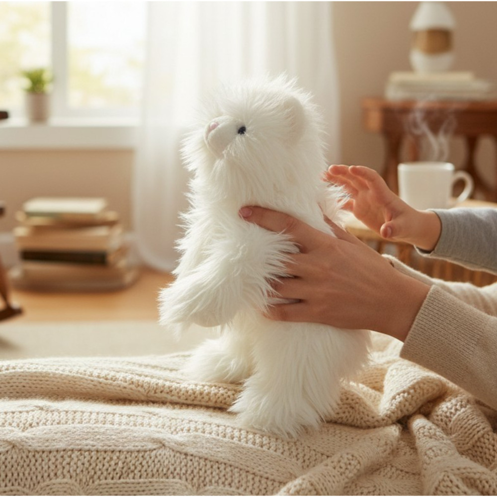 GUND Seychelle White Persian Cat Plush 12” Blue Eyes Long Hair Stuffed Animal